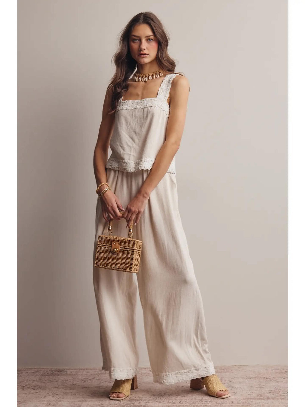 Embroidered Flower Pant Set 263