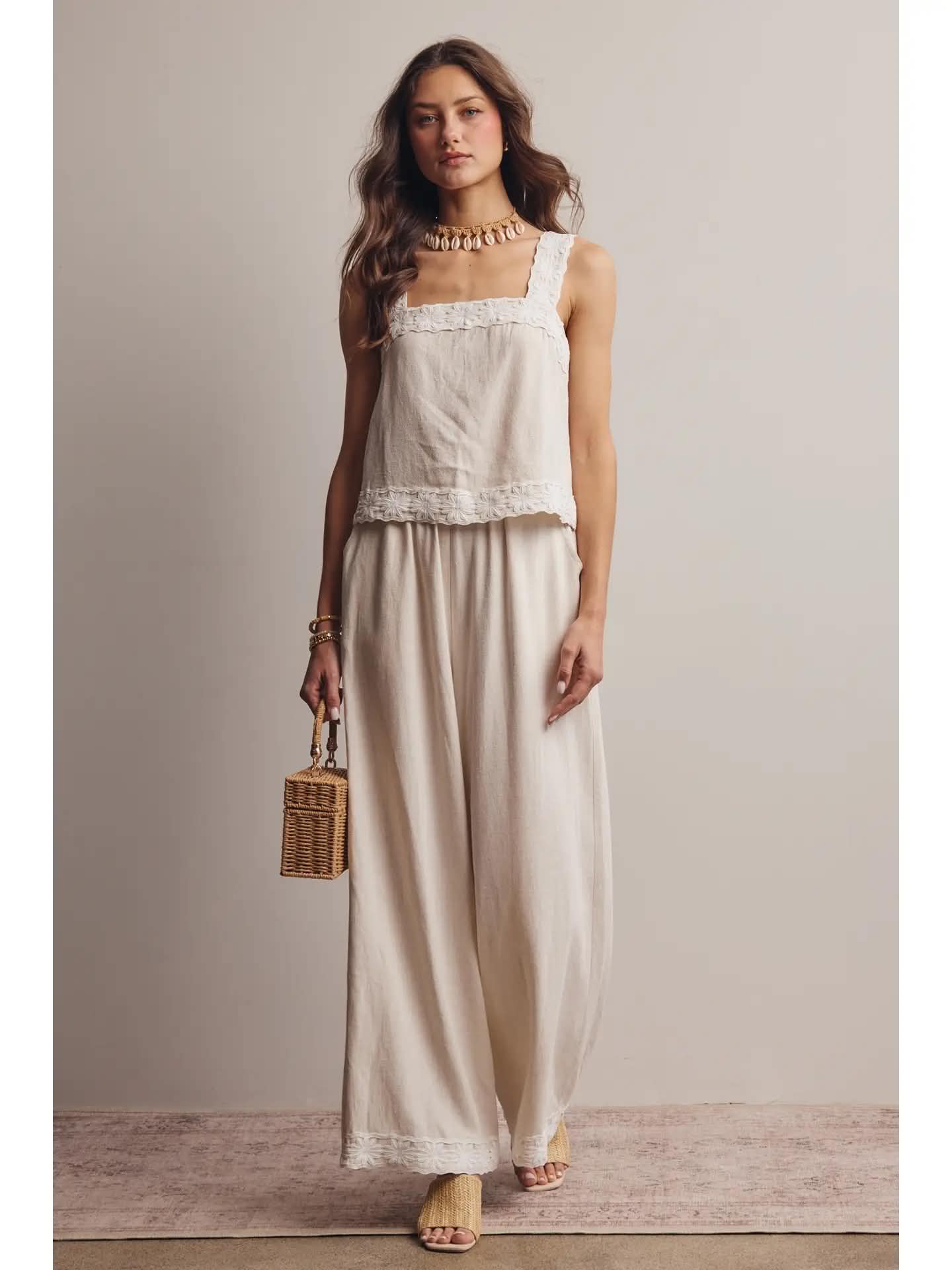 Embroidered Flower Pant Set 263