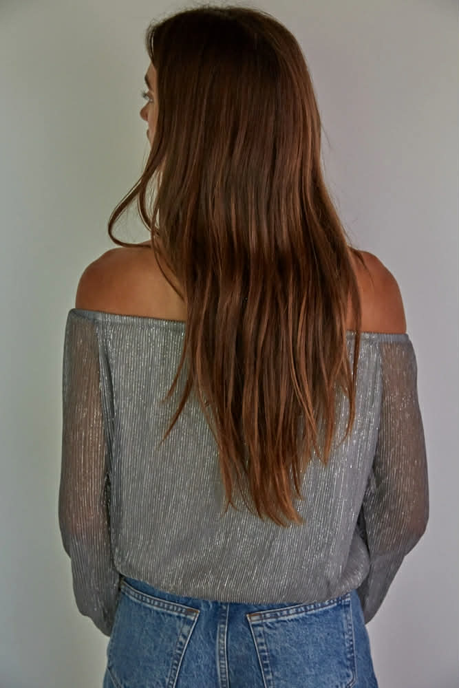 21 Shimmer Elegance Off-Shoulder Top