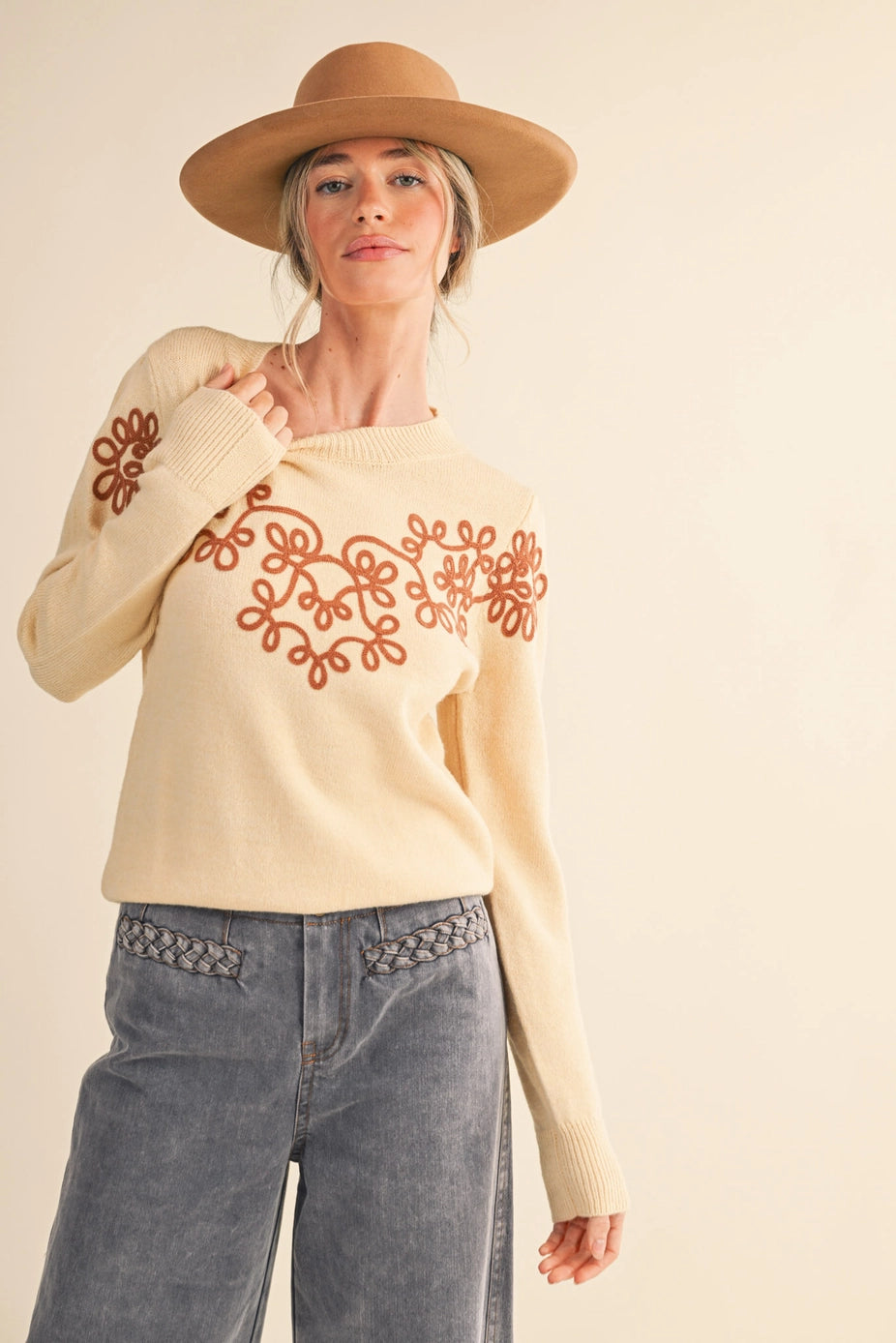 89 Floral Embroidered Sweater