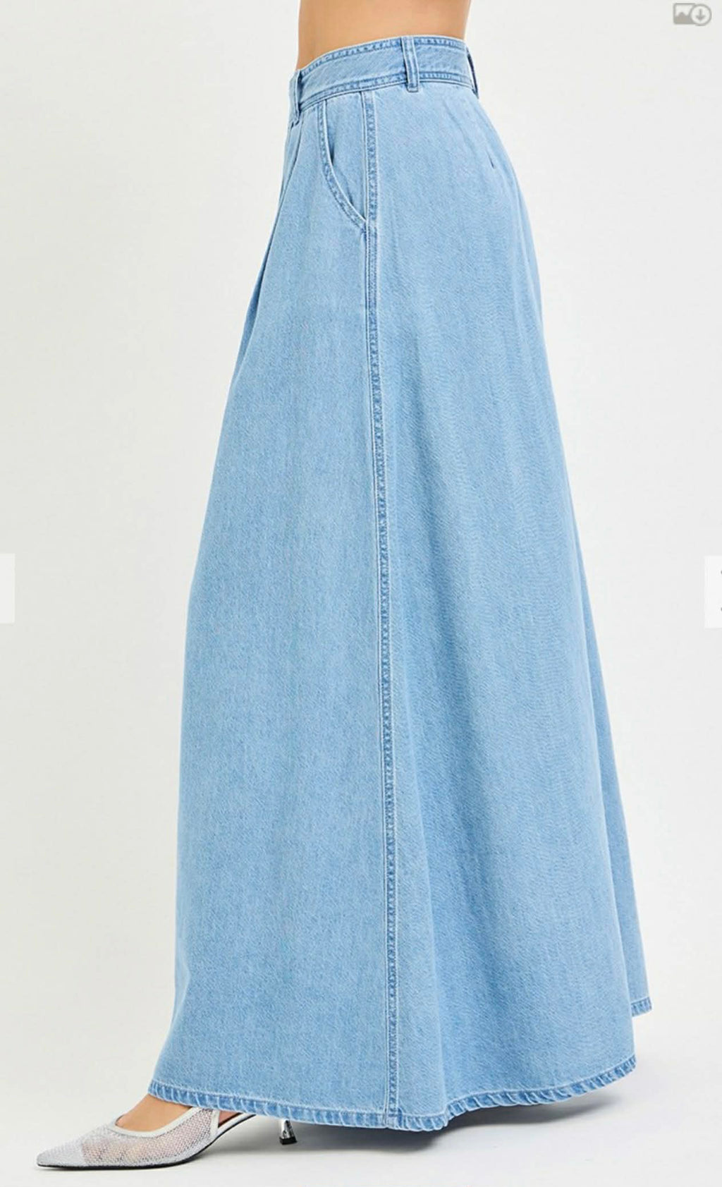 150 Light Wash Tencil Denim Maxi Skirt