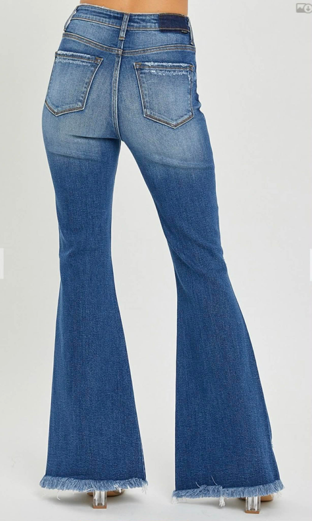 99 High Rise Slit Flare Hem Denim Jeans