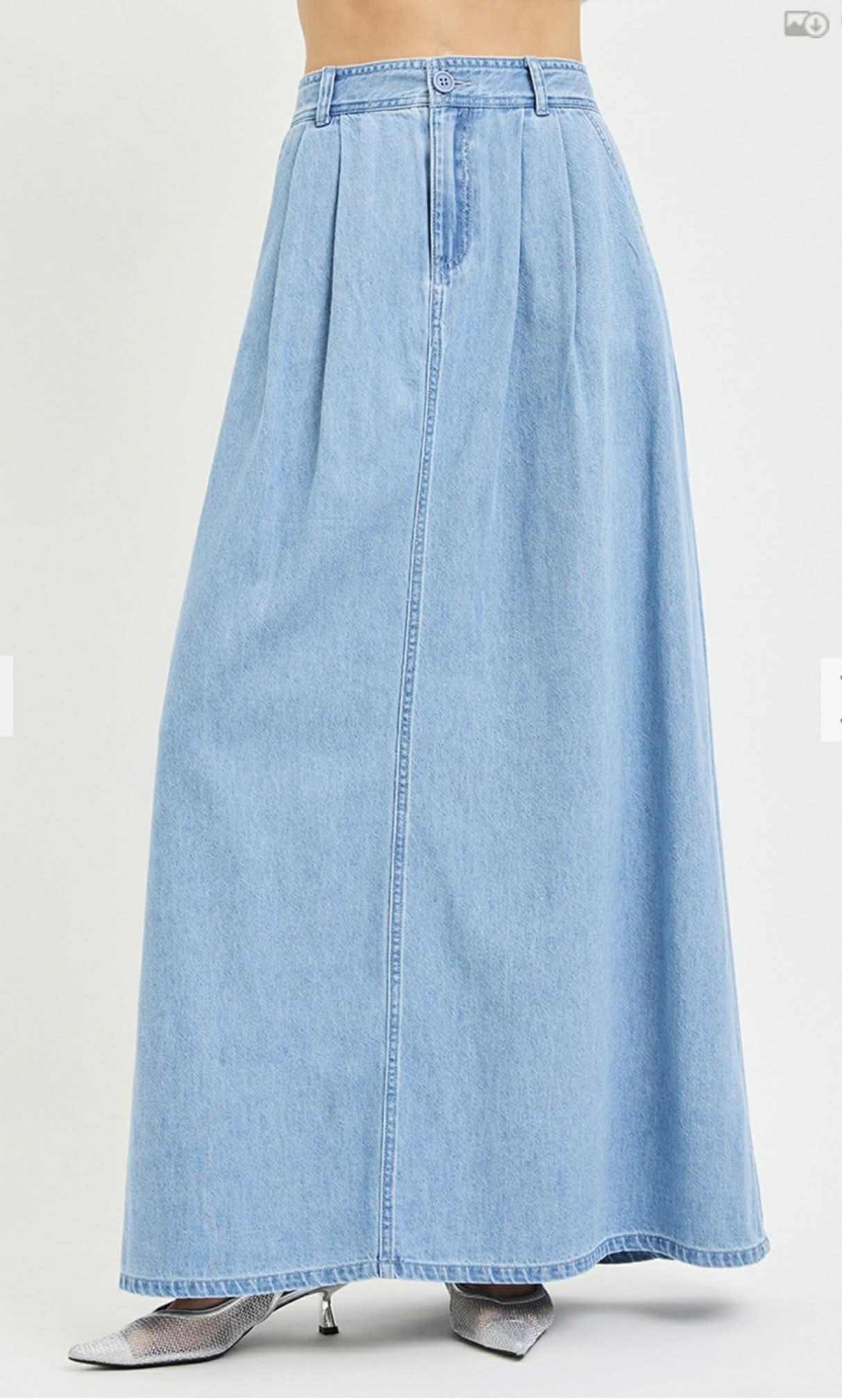 150 Light Wash Tencil Denim Maxi Skirt