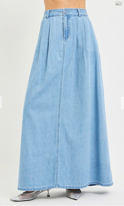 150 Light Wash Tencil Denim Maxi Skirt