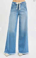 153 Hi Rise Tie Waist Wide Leg Denim