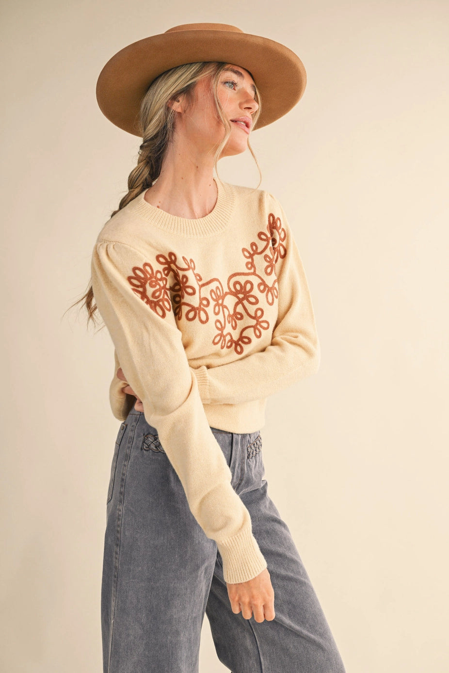 89 Floral Embroidered Sweater