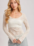 195 Long Sleeve Sheer Lace Top