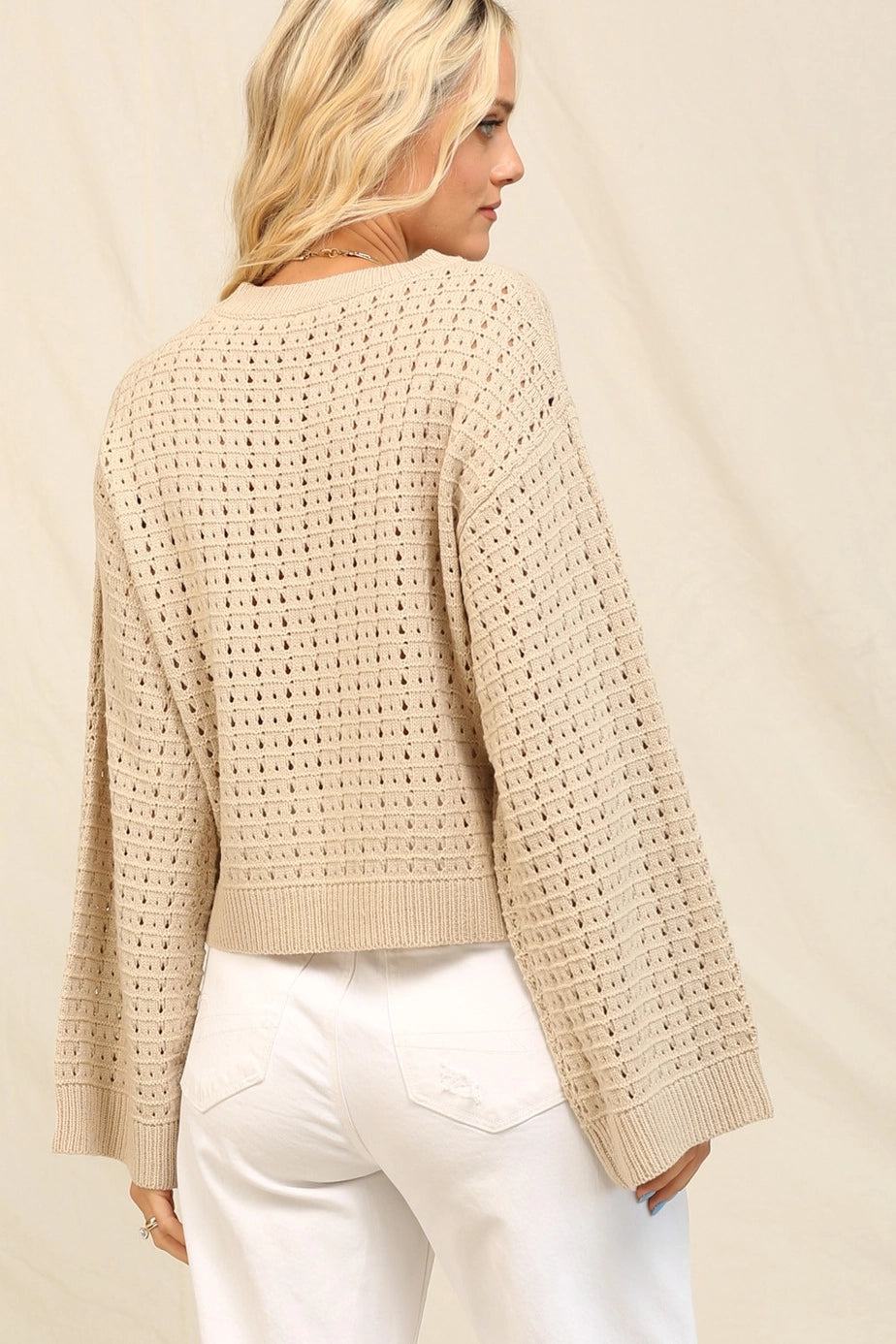 122 Charming Texture Open-Stitch Sweater