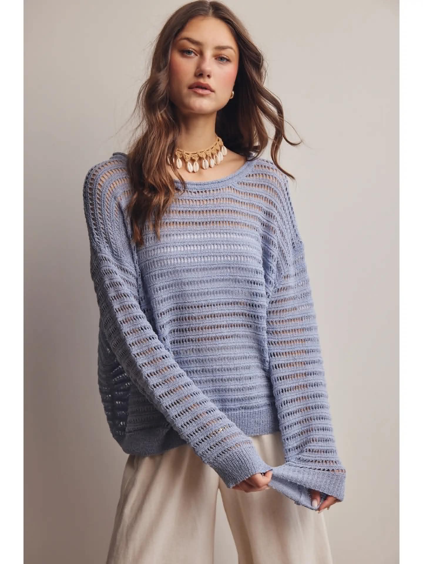 Open Knit Stripe Sweater 264