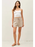 Linen Blend Striped Pull On Shorts 230