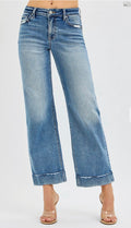 152 Mid Rise Crop Straight Cuff Jeans