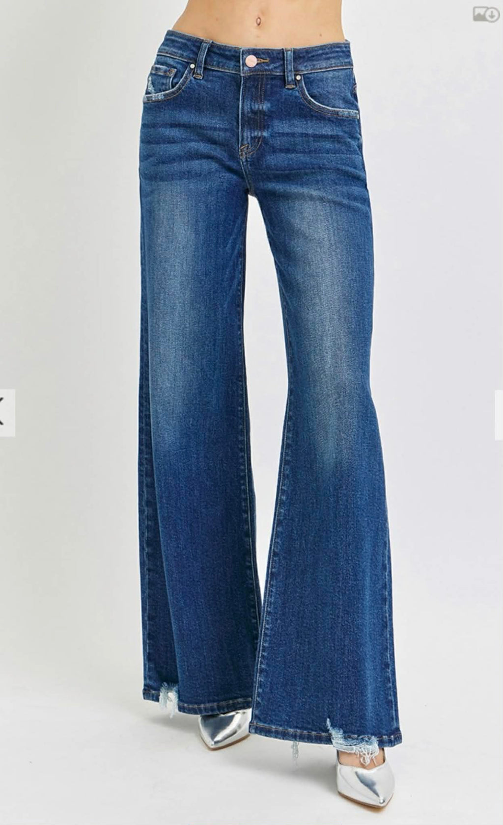 99 Mid Rise Wide Jean with Frayed Hem