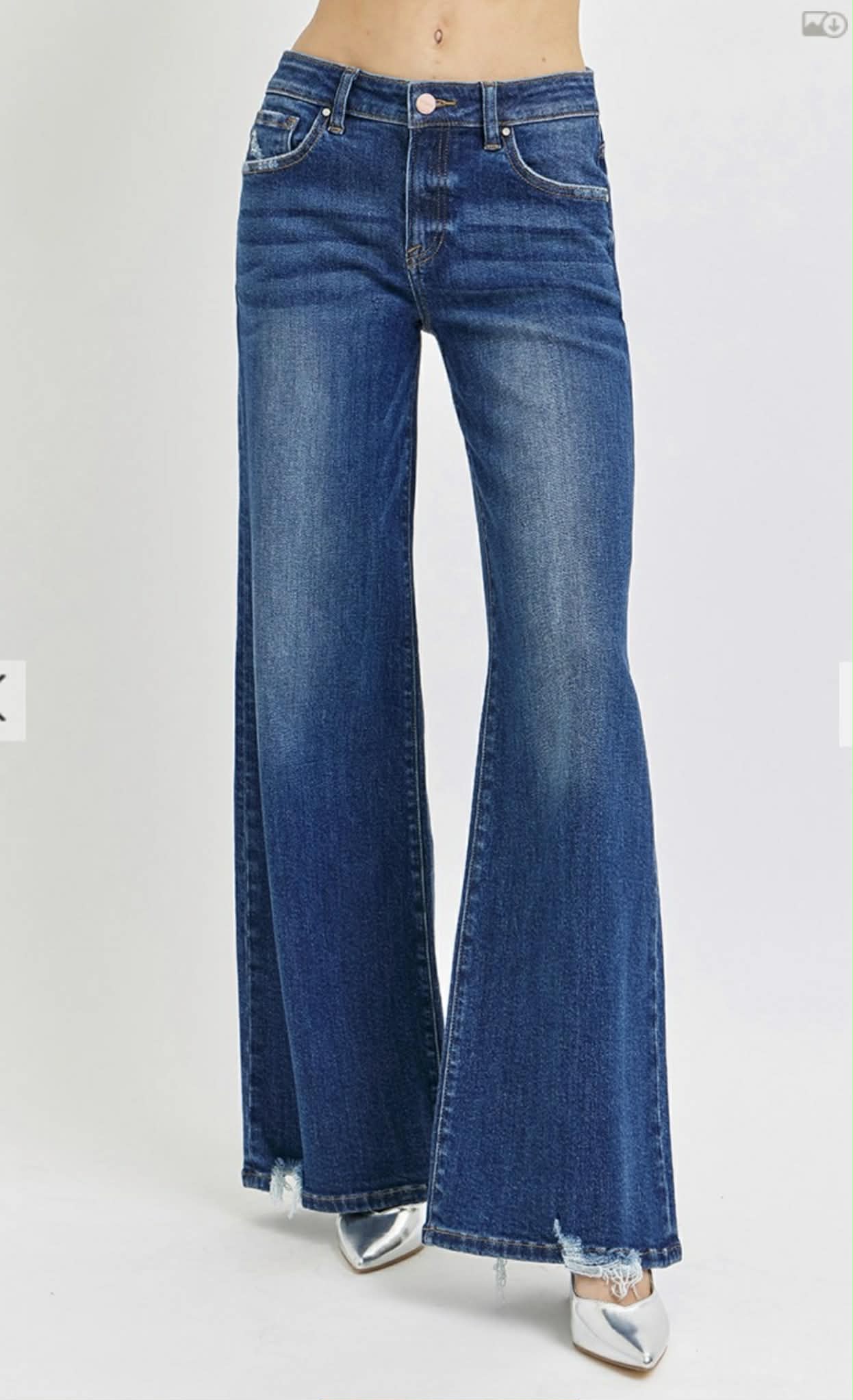 99 Mid Rise Wide Jean with Frayed Hem