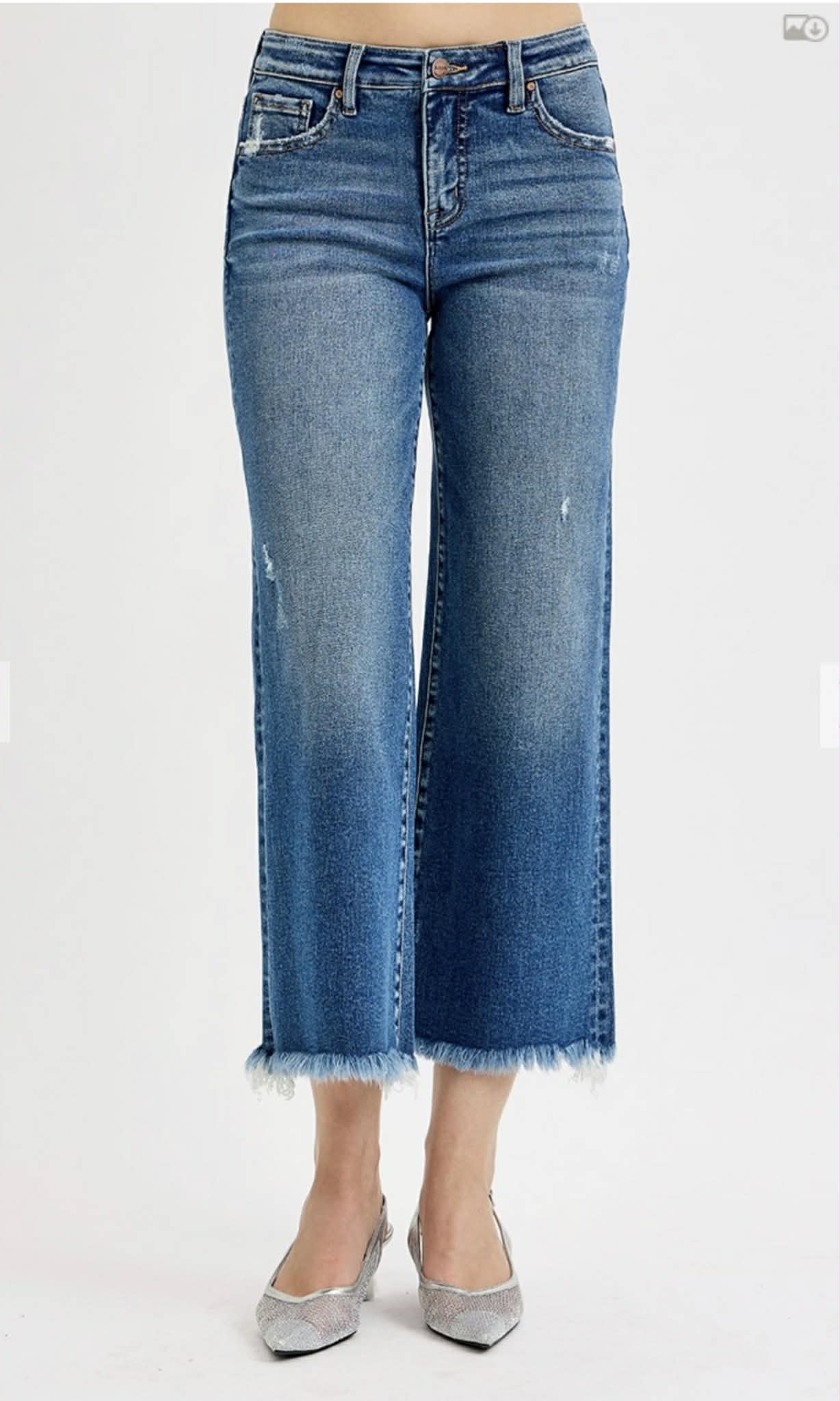151 Tummy Control Dark Wash Crop Denim