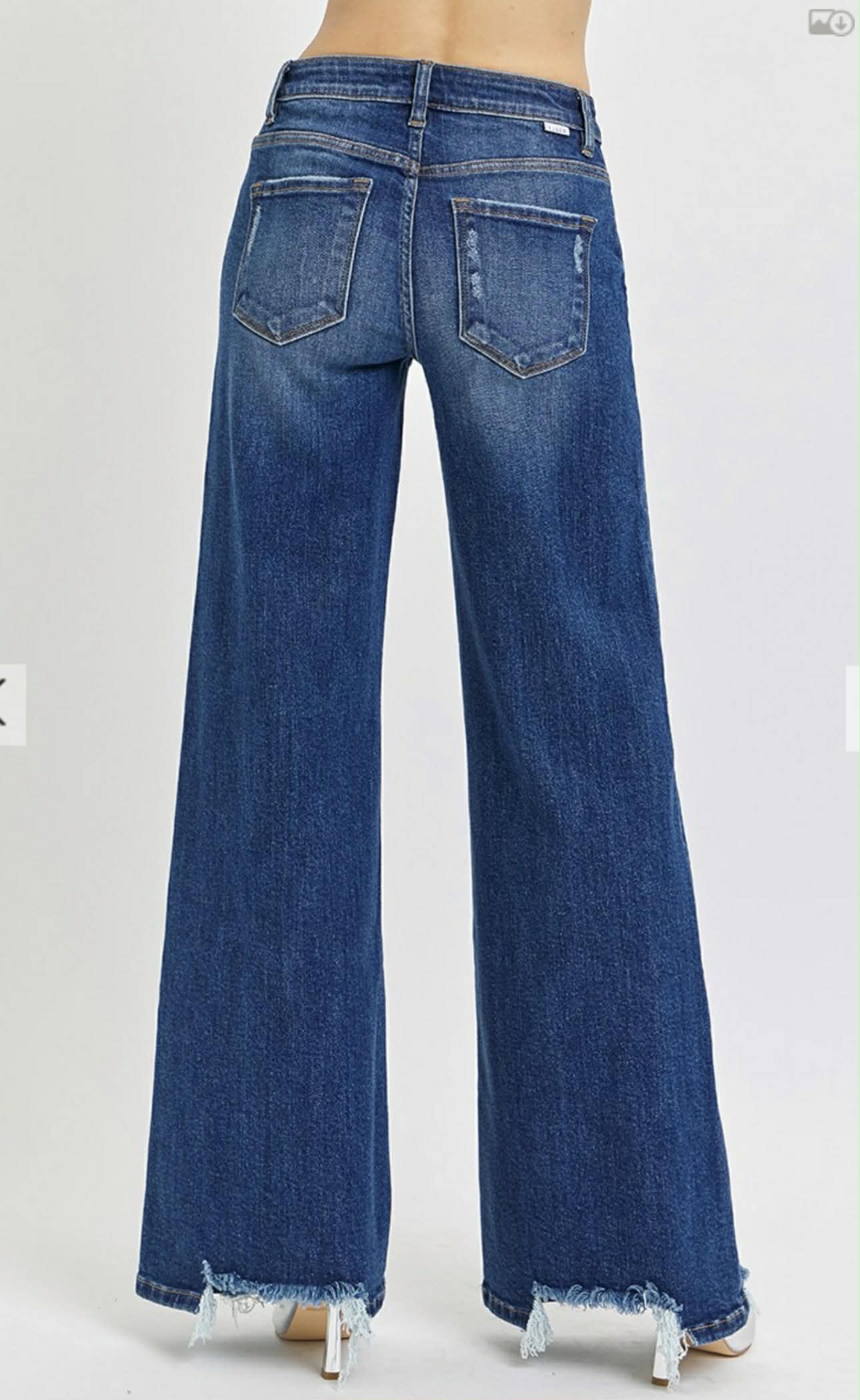 99 Mid Rise Wide Jean with Frayed Hem