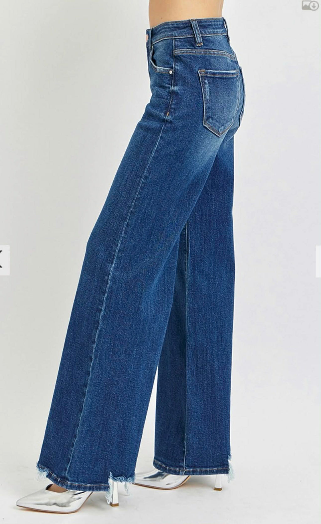 99 Mid Rise Wide Jean with Frayed Hem