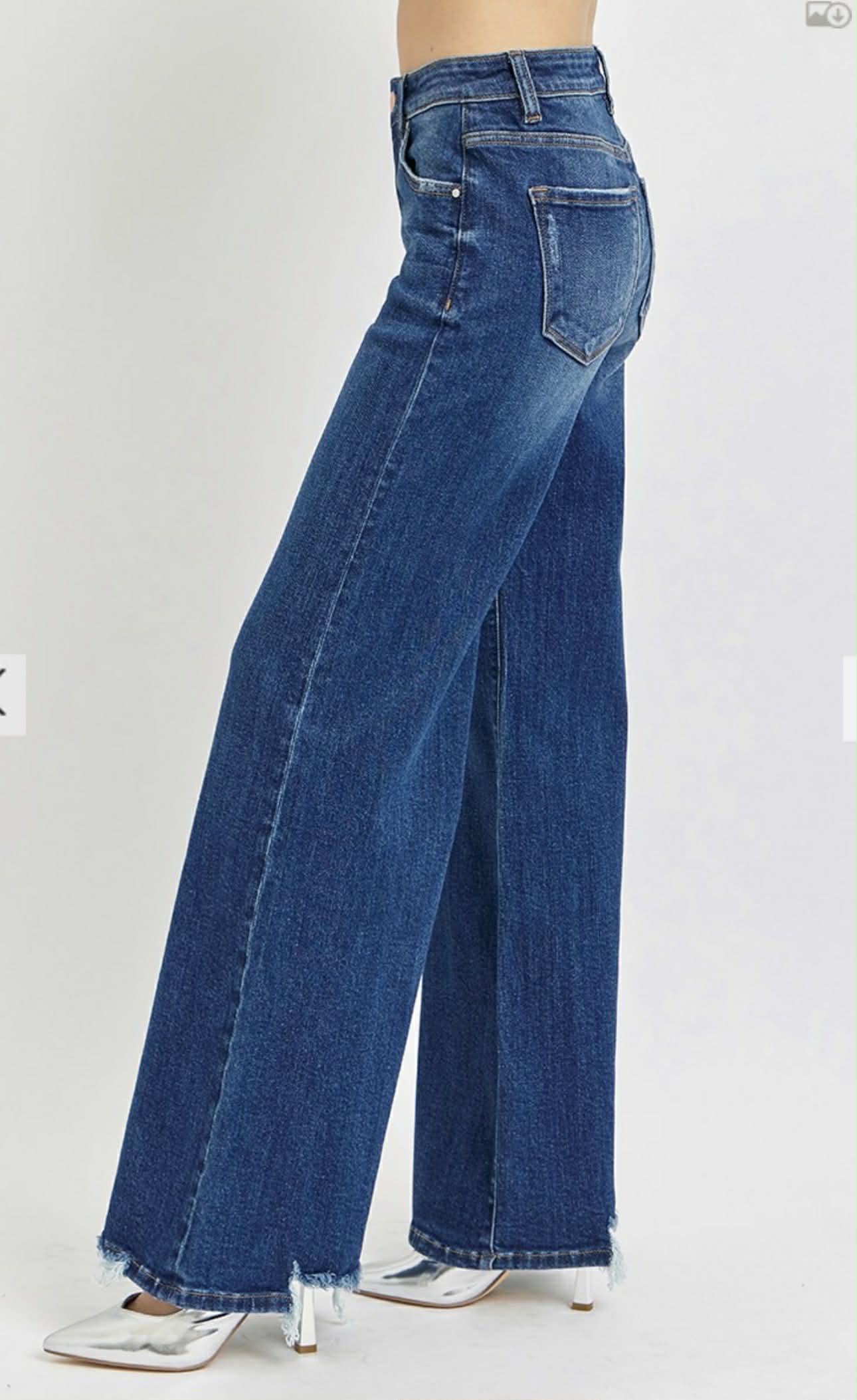 99 Mid Rise Wide Jean with Frayed Hem