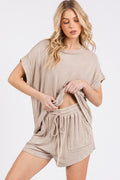 Mineral Washed Top and Shorts Rib Set 237