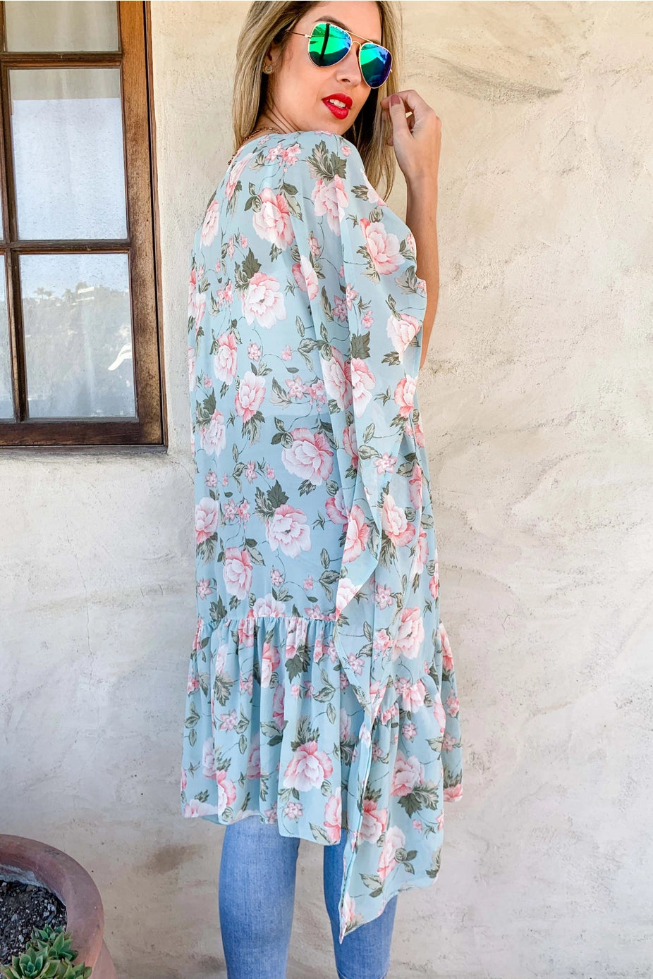 200 Mint Floral Kimono