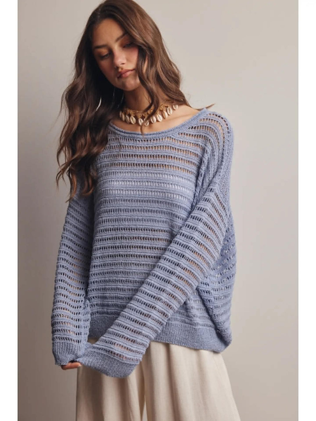 Open Knit Stripe Sweater 264