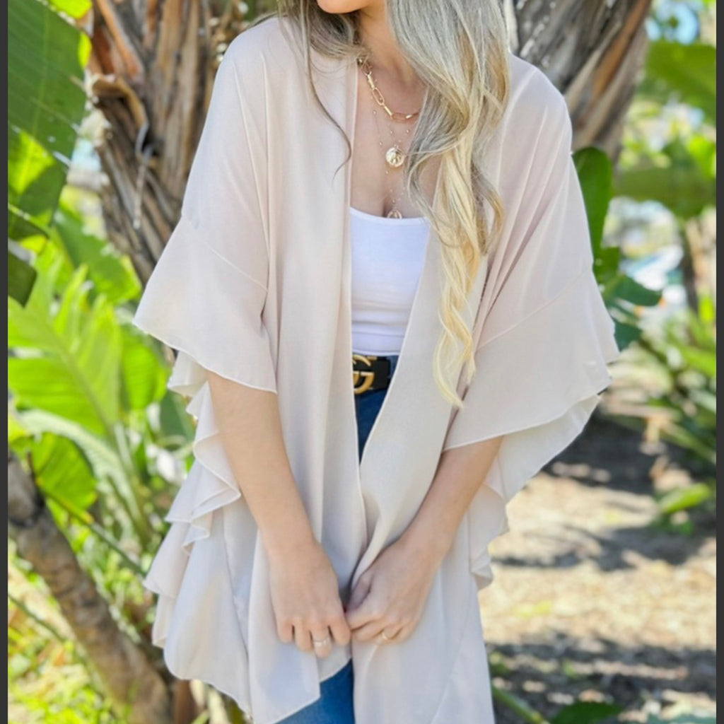 197 Beige Chiffon Kimono