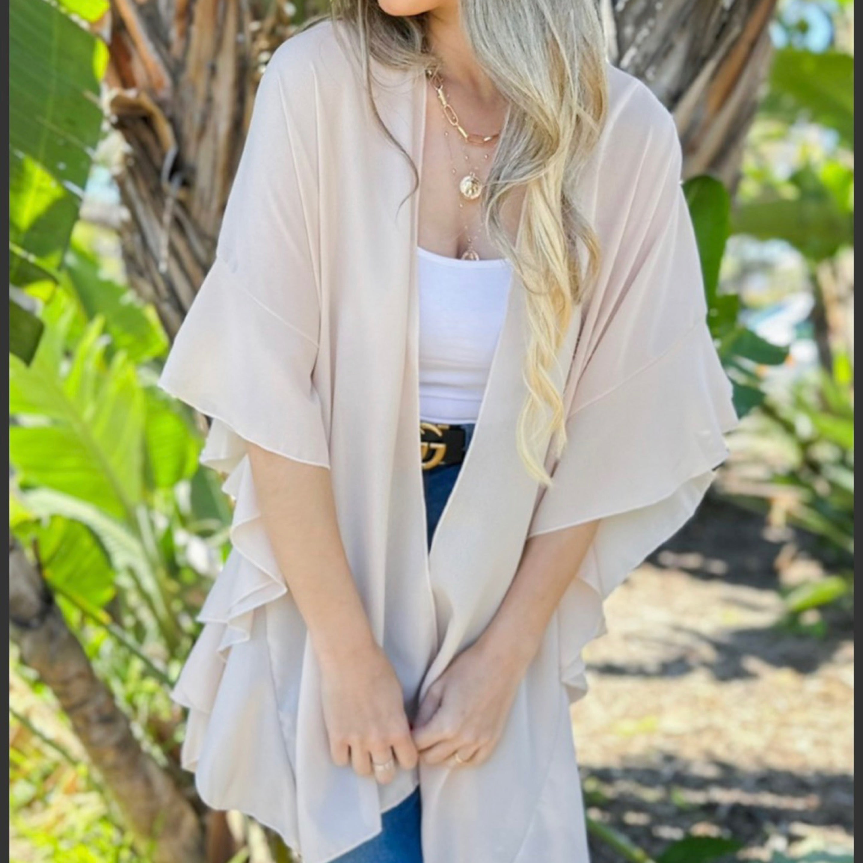 197 Beige Chiffon Kimono
