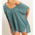 299 Oversized V-Neck Mineral Washed Top