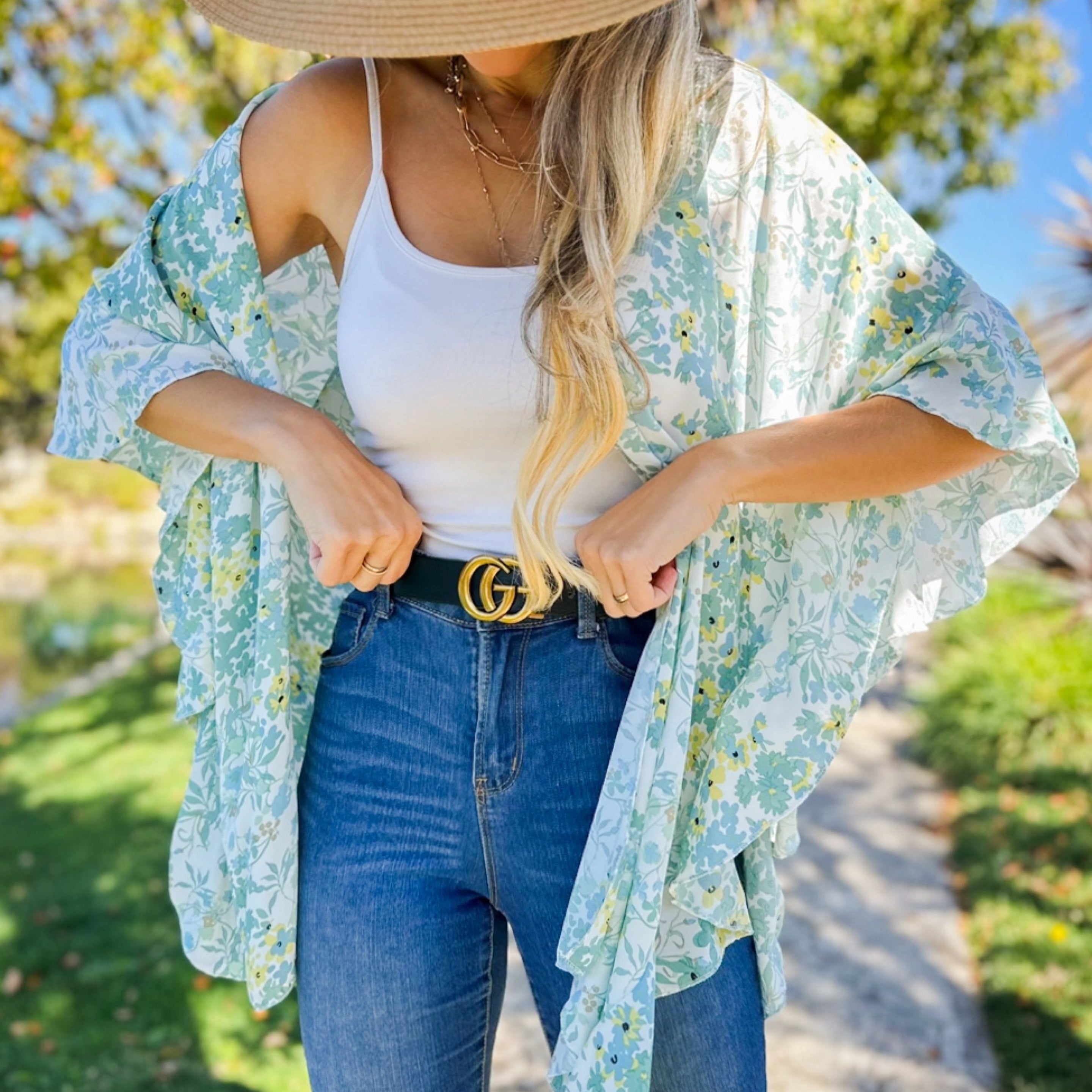 201 Sage Floral Kimono