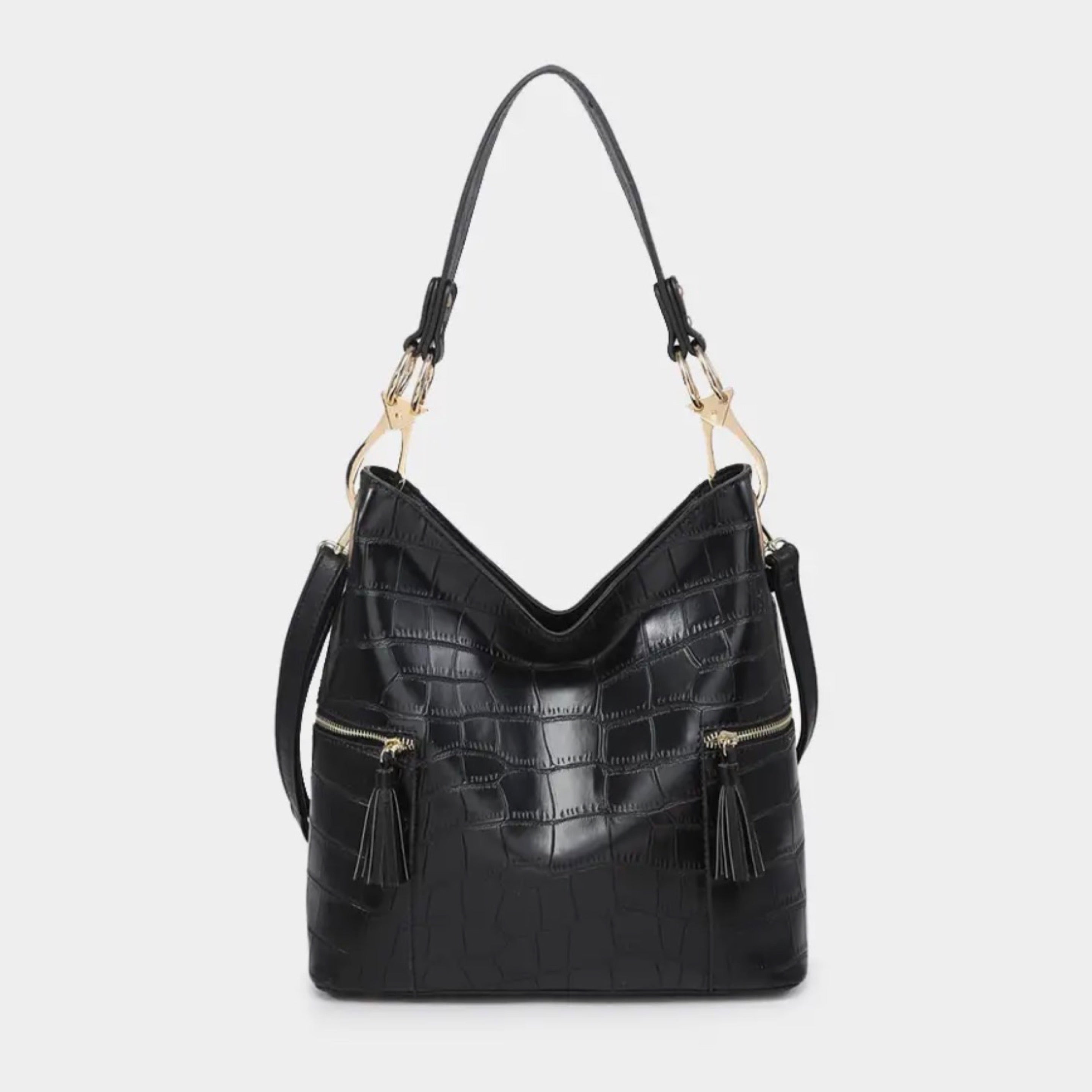 219 Rochelle Black Croc Purse
