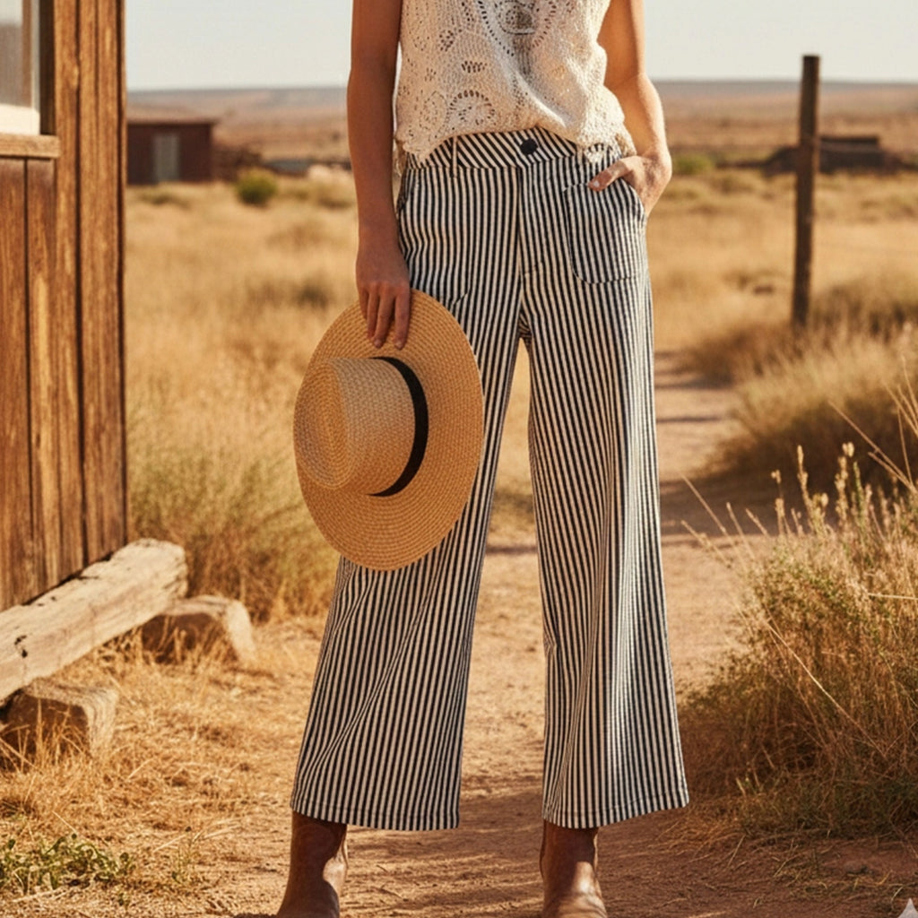Stretch Striped Wide Leg Pants 228