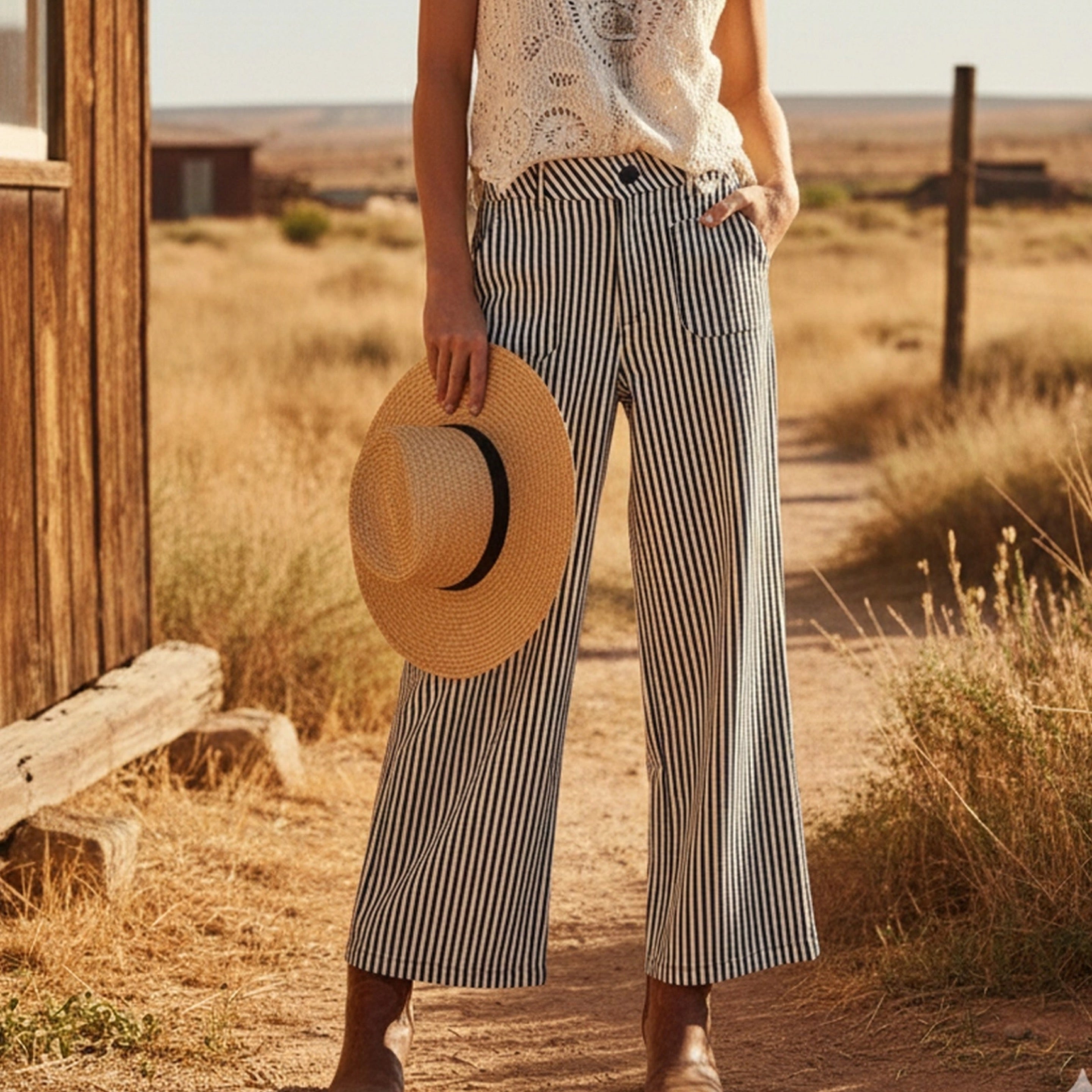 Stretch Striped Wide Leg Pants 228