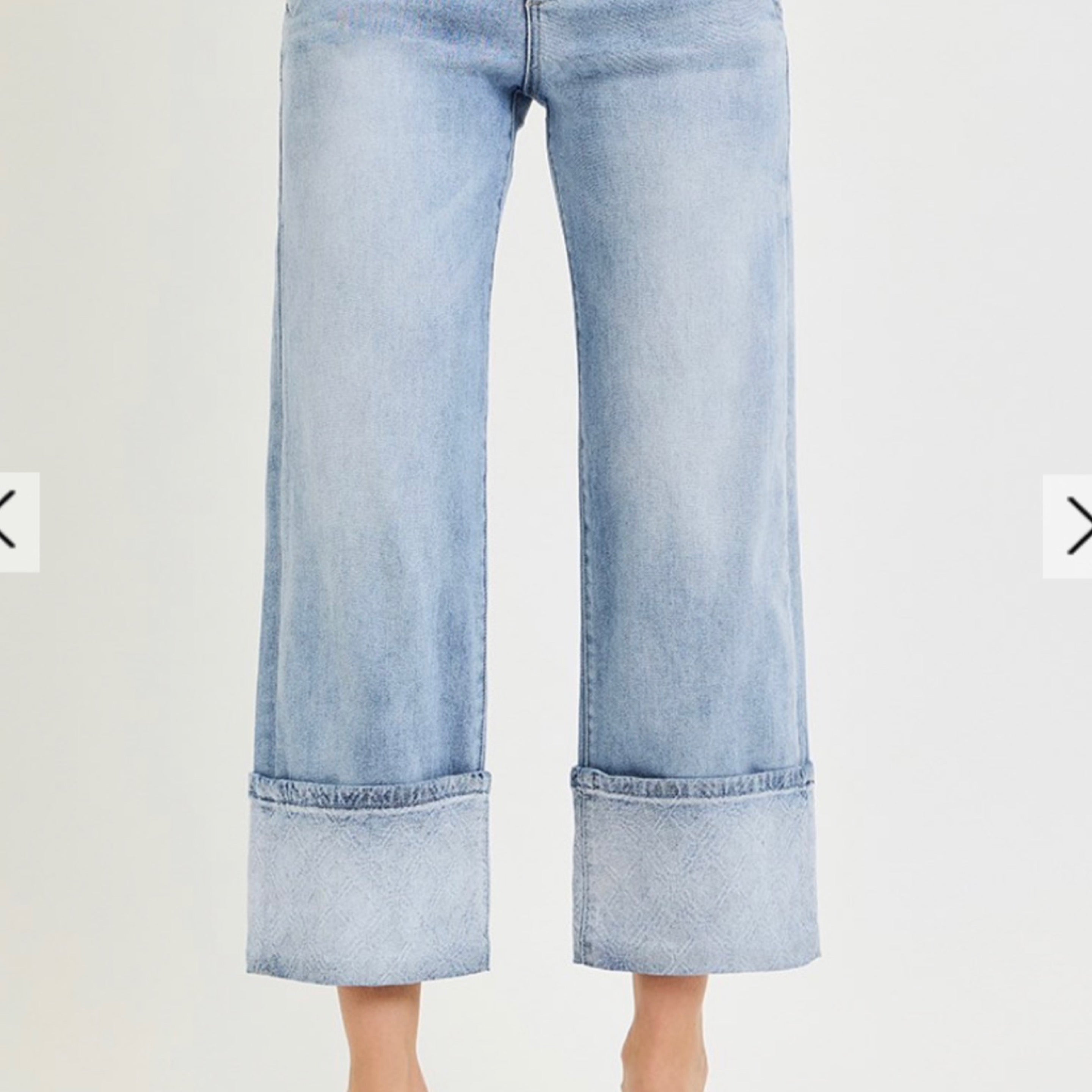 307 HIGH RISE CROP WIDE JEANS WITH PLAID CUFFS
