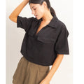 295 Collared V Neck Top