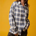 320 Plaid Raw Edge Button Up
