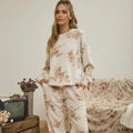 344 Floral Khaki Long Sleeve Knit