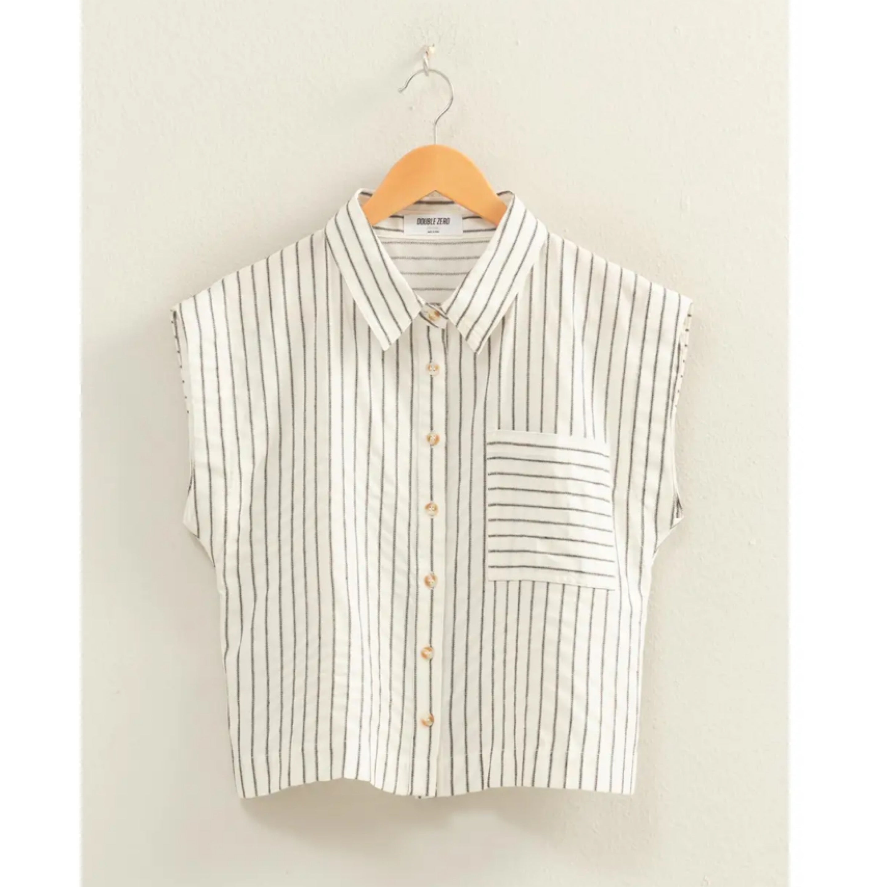 305 Striped Sleeveless Button-Up Shirt