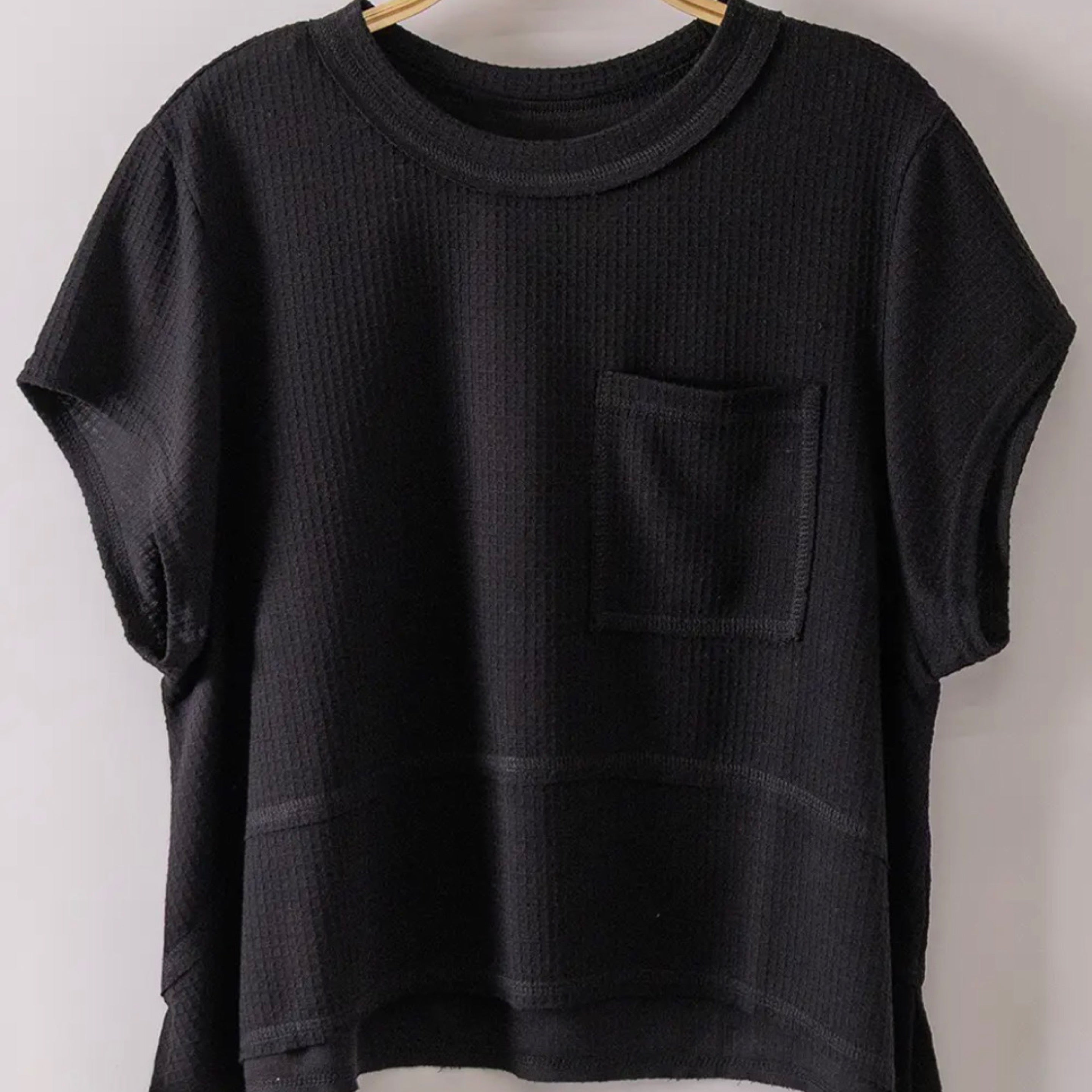 235 Flared Hem Waffle Knit Top