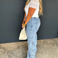 269 Lace Embroidered Wide Leg Jeans