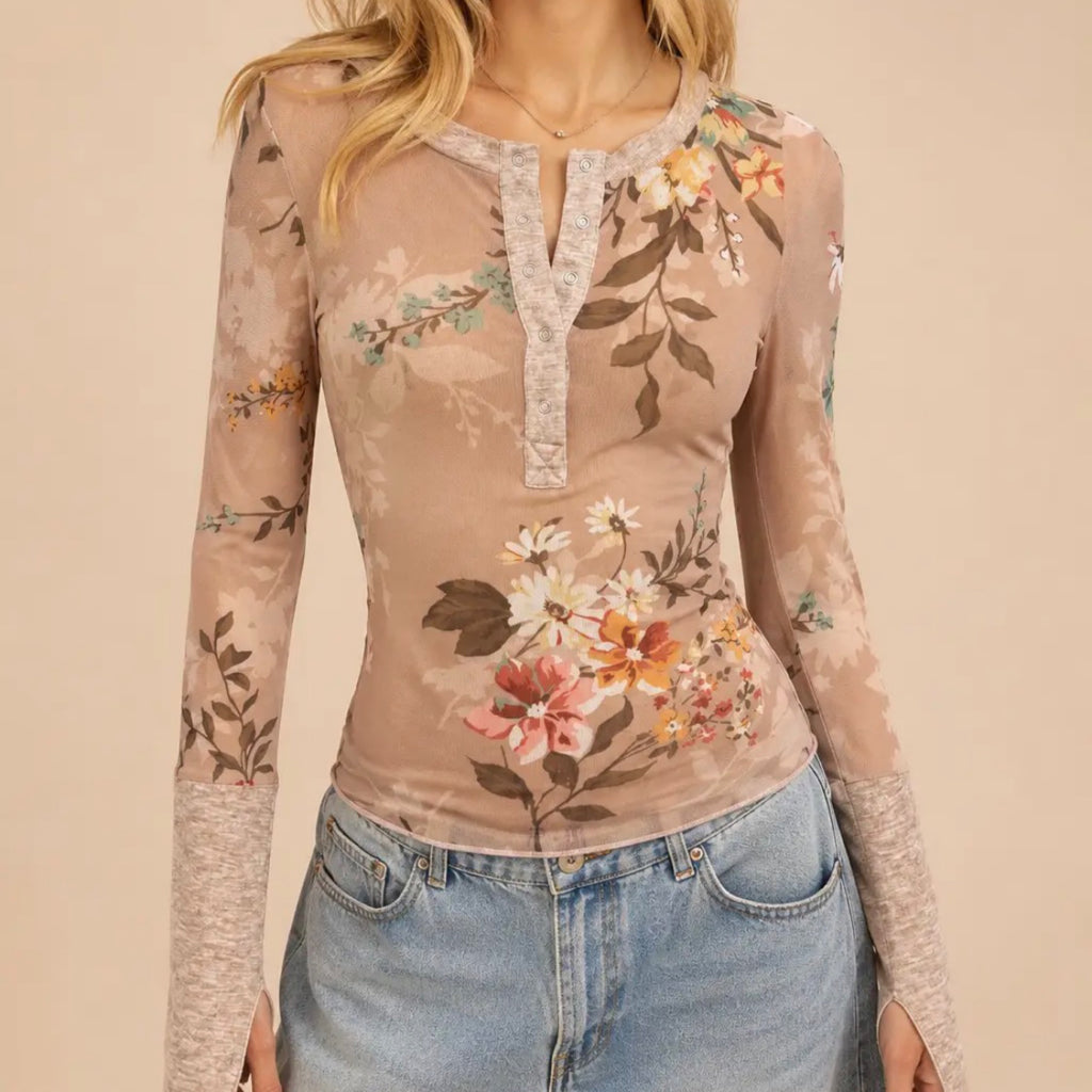 372 Autumn Garden Henley Top