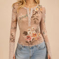 372 Autumn Garden Henley Top
