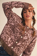 78 Jacquard Fringe Cardigan