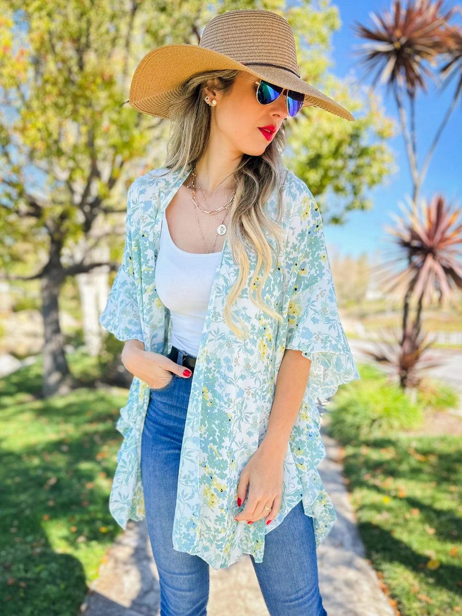 201 Sage Floral Kimono
