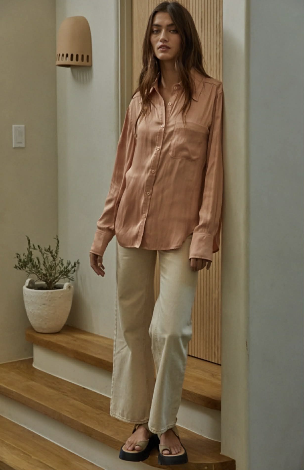11 Elegant Peach Button-Down Shirt