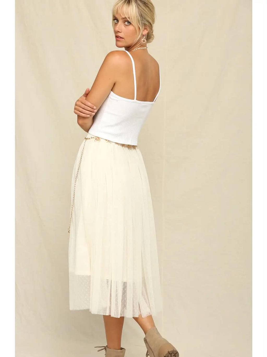 Sheer Mesh Layered Midi Skirt 08