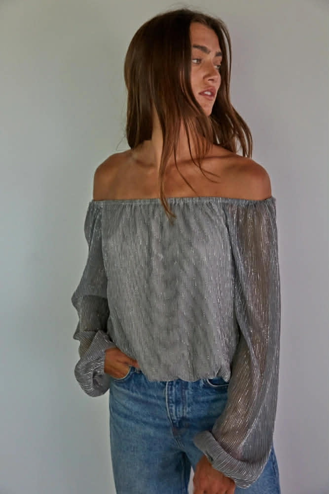 21 Shimmer Elegance Off-Shoulder Top