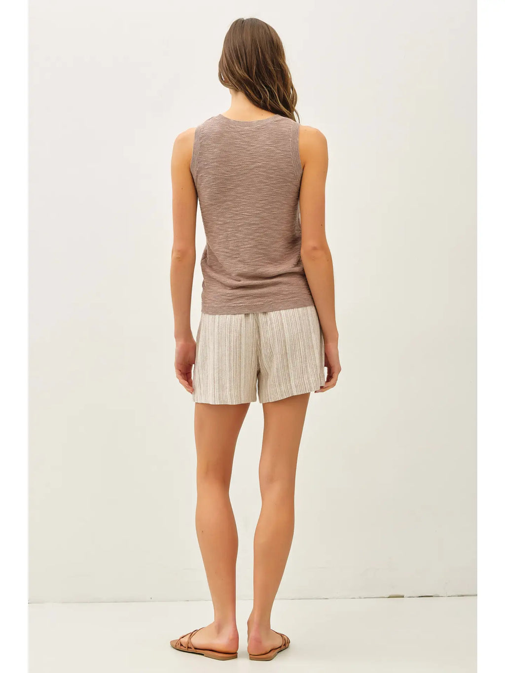 Round Neck Sleeveless Slub Knit Top 229