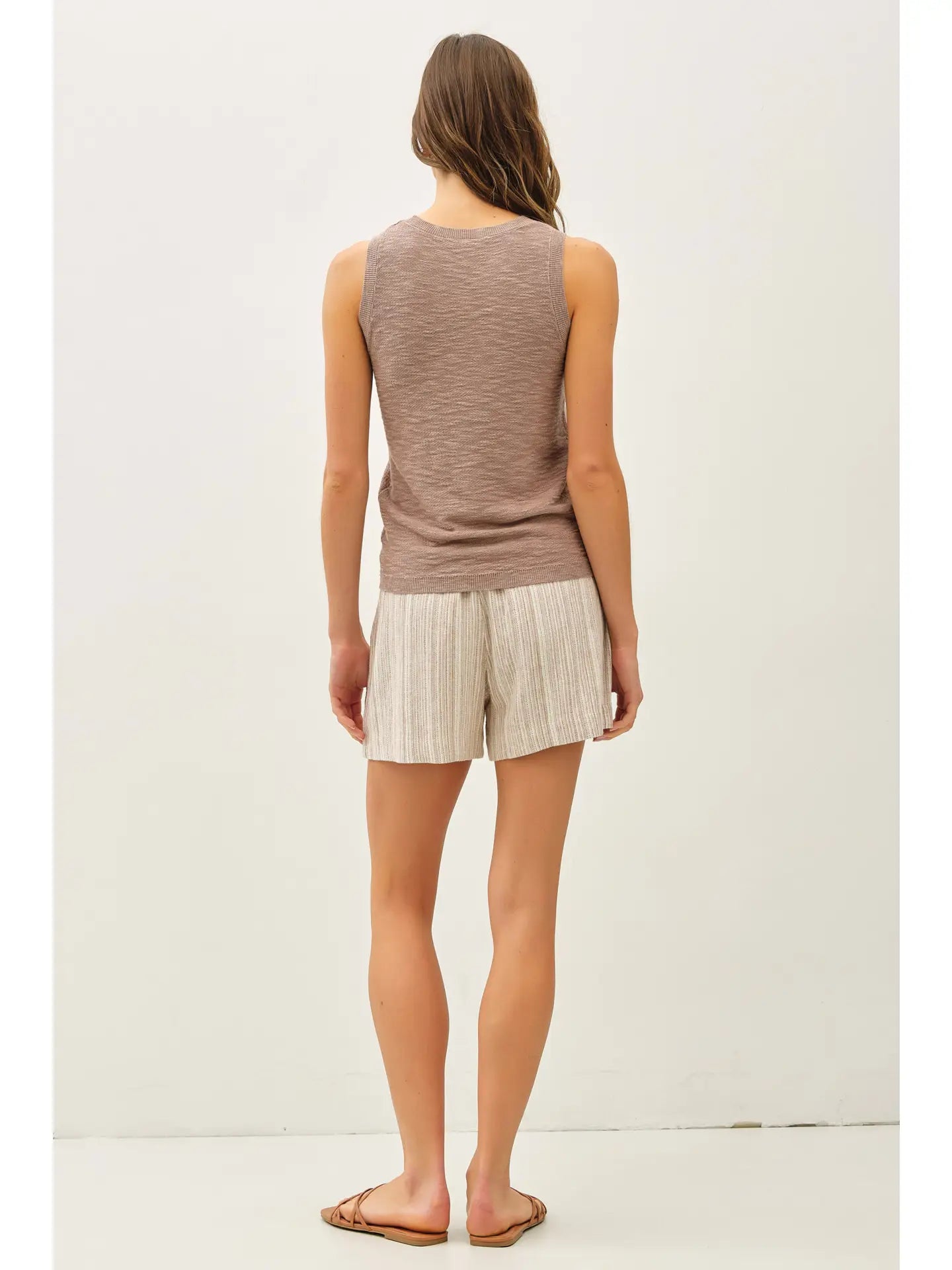 Round Neck Sleeveless Slub Knit Top 229