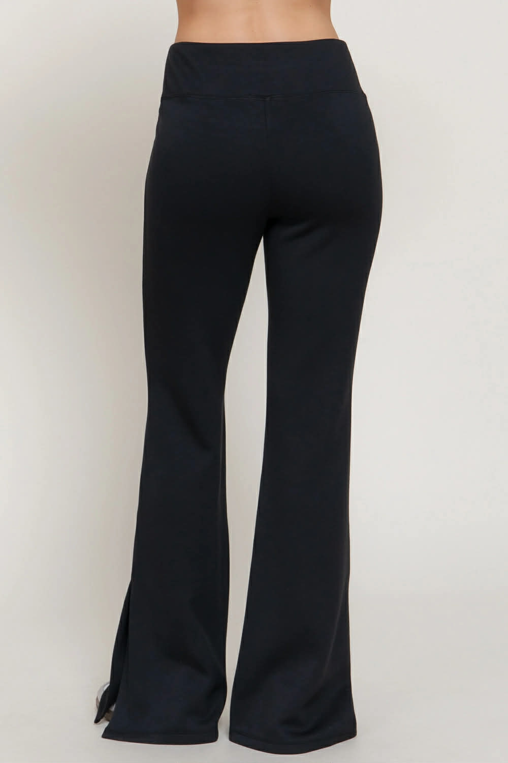 84 Flare Soft Modal Scuba Pants with Waistband and Bottom Slits