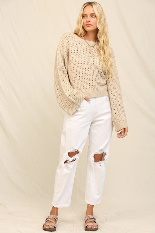 122 Charming Texture Open-Stitch Sweater
