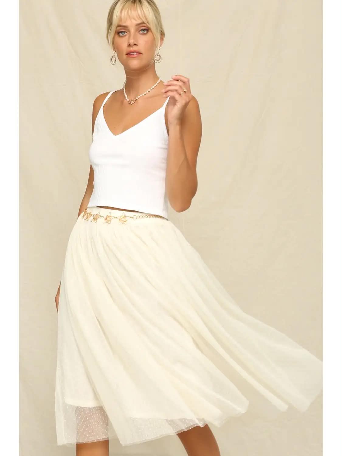 Sheer Mesh Layered Midi Skirt 08